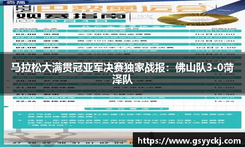 马拉松大满贯冠亚军决赛独家战报：佛山队3-0菏泽队